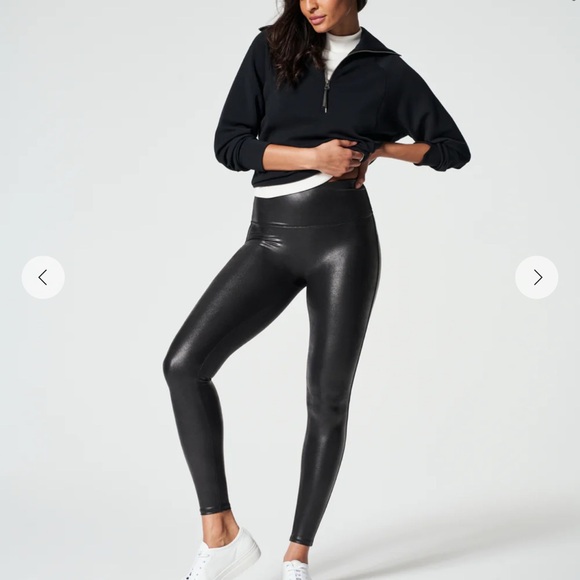 SPANX Pants - SPANX faux leather Black Leggings size Medium